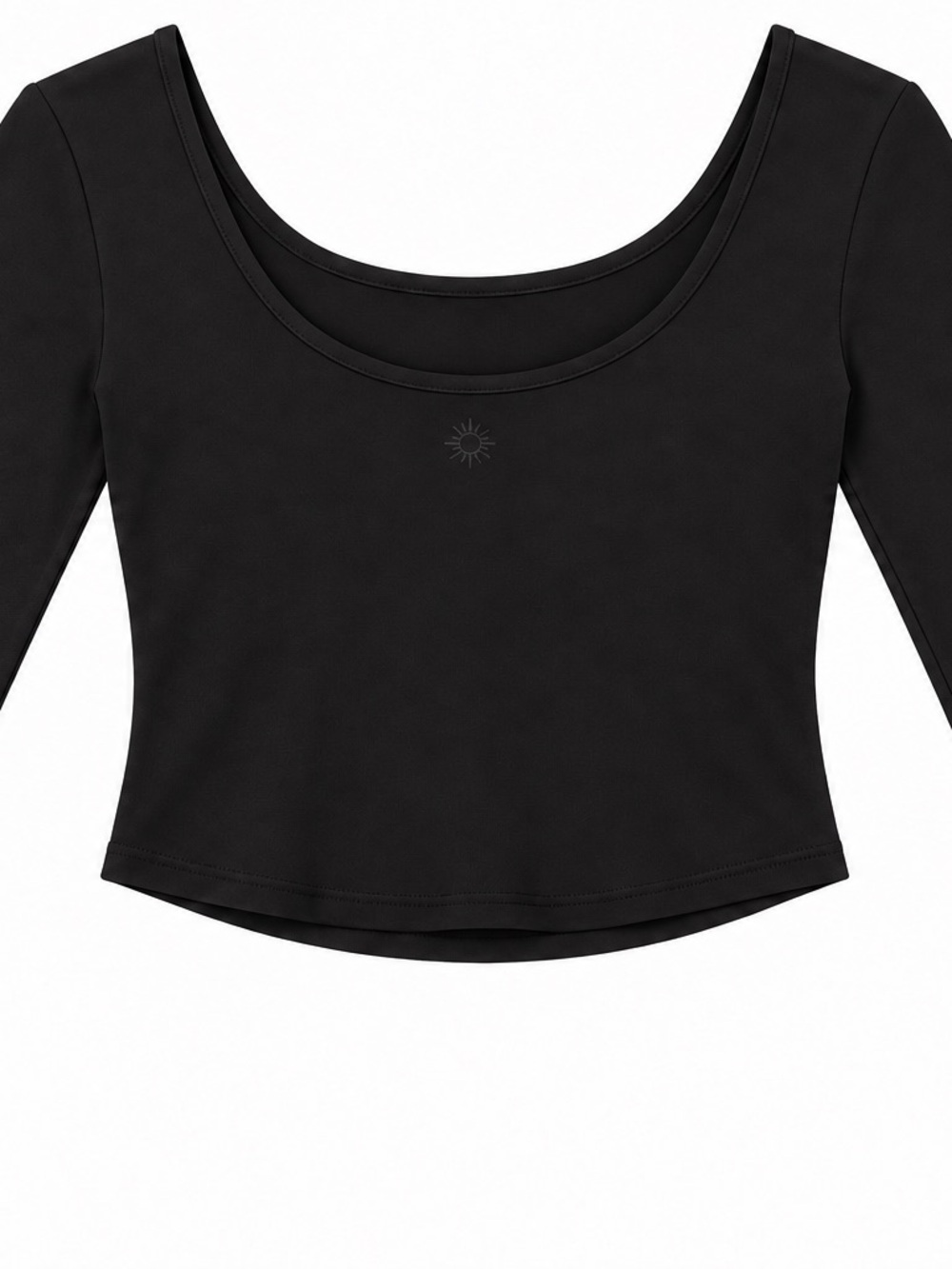 aerie Black Scoop Neck Long Sleeve Crop Top